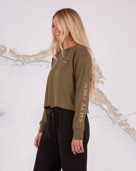 BRUCE LONG SLEEVE CROP - Military