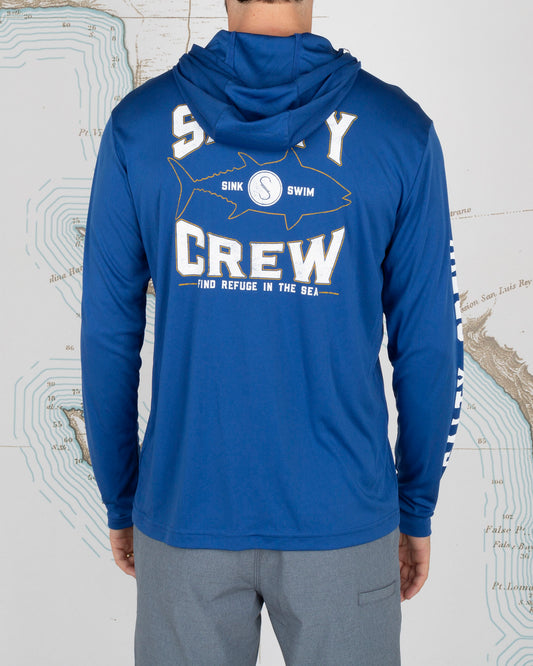 TIGHT LINES HOOD SUNSHIRT - Royal - Salty Crew Australia