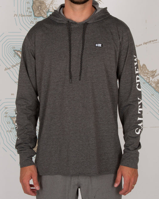 DECKHAND HOOD TECH TEE - Charcoal - Salty Crew Australia