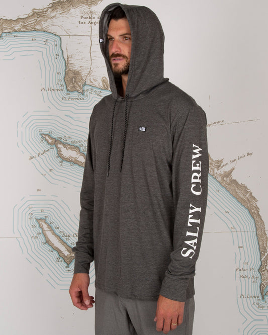 DECKHAND HOOD TECH TEE - Charcoal - Salty Crew Australia