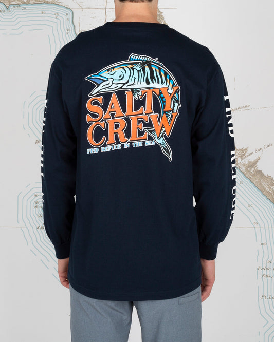 OH NO STANDARD L/S TEE - Navy - Salty Crew Australia