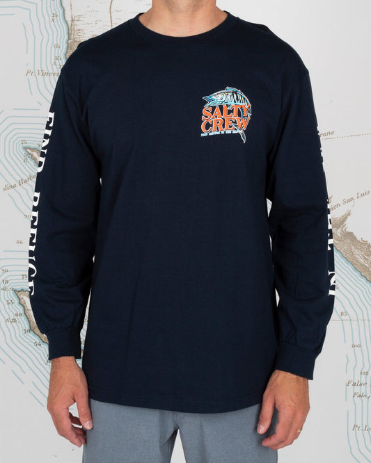 OH NO STANDARD L/S TEE - Navy - Salty Crew Australia