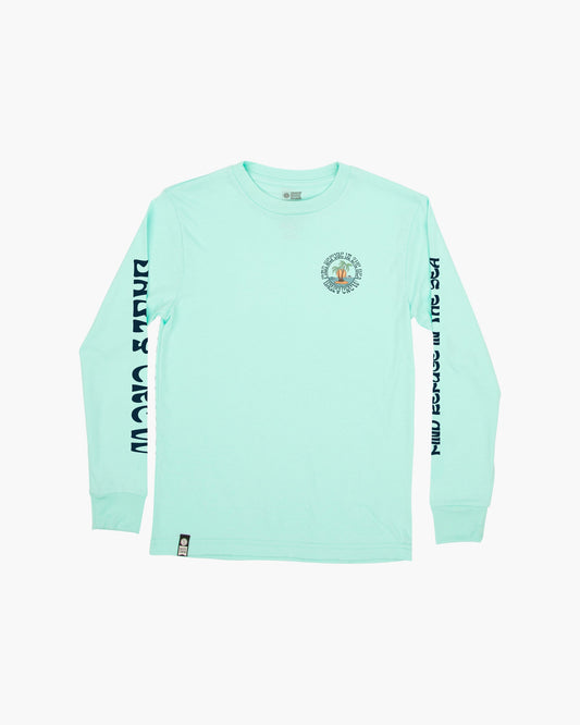 DOS PALMS BOYS L/S TEE - Sea Foam