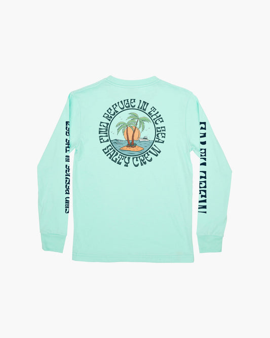 DOS PALMS BOYS L/S TEE - Sea Foam