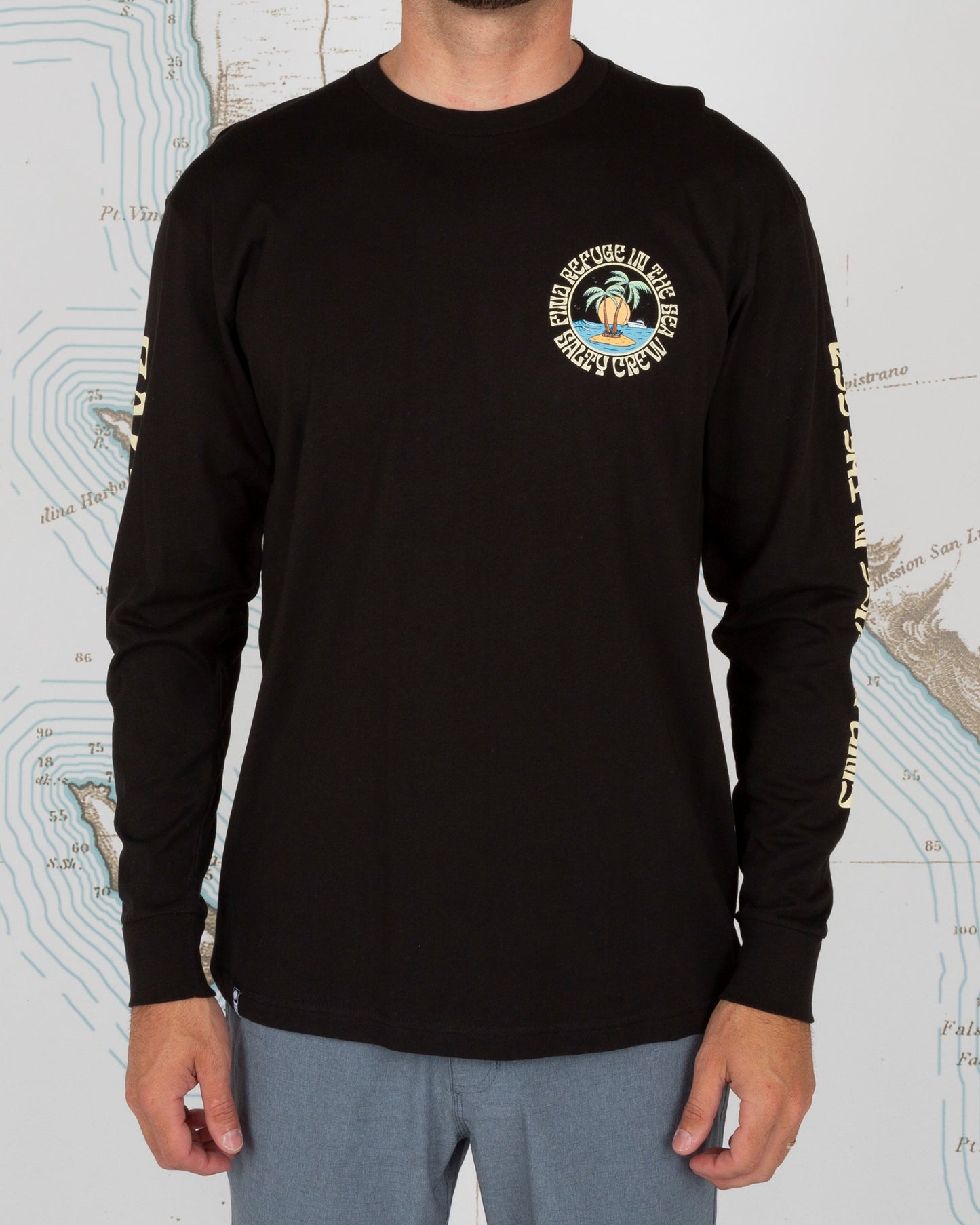 DOS PALMS PREMIUM L/S TEE - Black - Salty Crew Australia