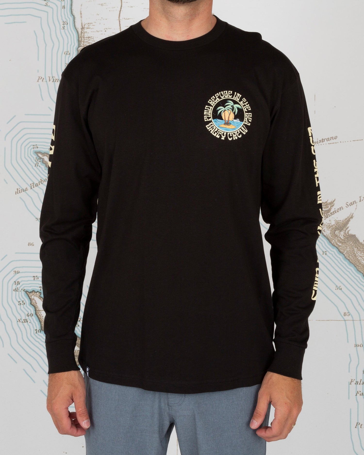 DOS PALMS PREMIUM L/S TEE - Black - Salty Crew Australia