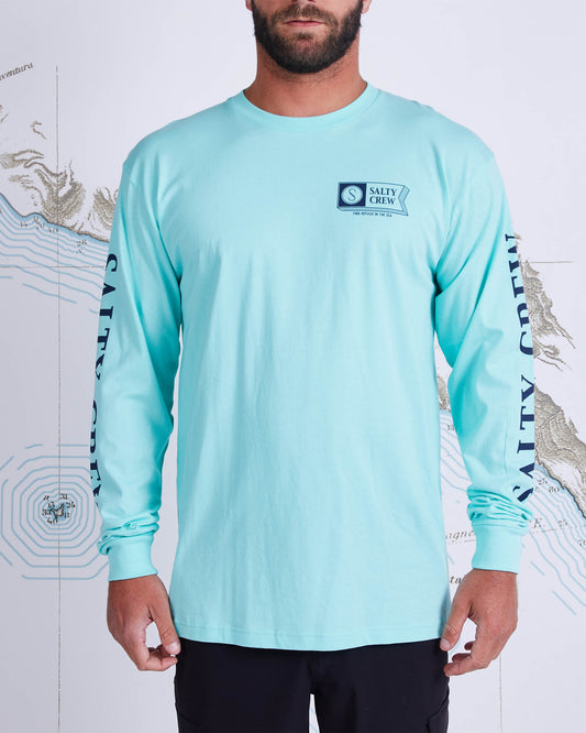3D ALPHA PREMIUM L/S TEE - Sea Foam - Salty Crew Australia