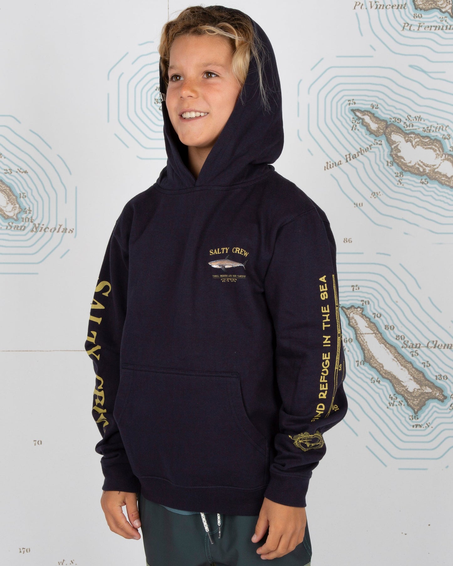 Bruce Boys Hood Fleece - Navy