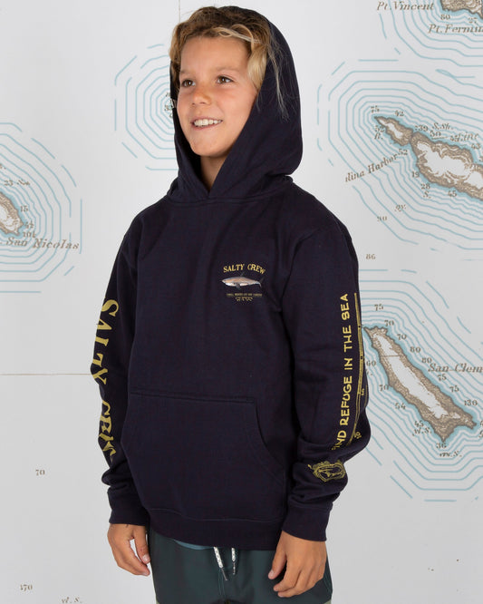 Bruce Boys Hood Fleece - Navy - Salty Crew Australia