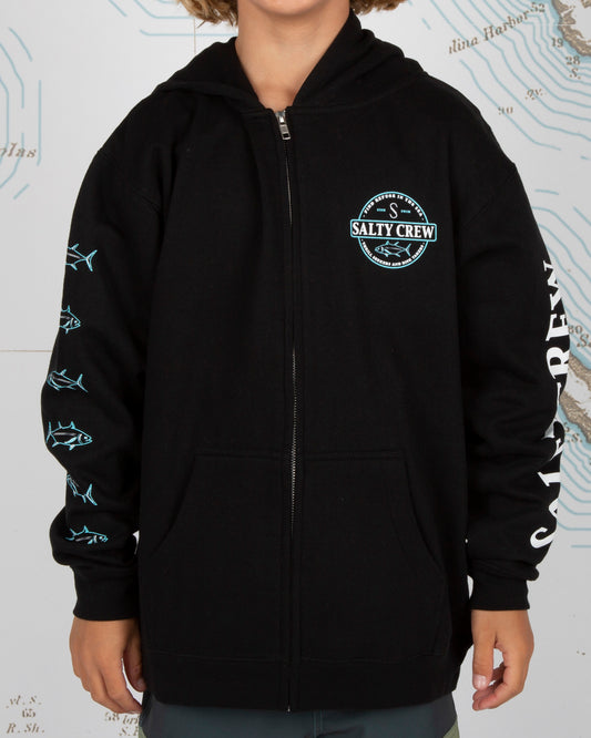 Deep Sea Boys Zip Fleece - BLACK - Salty Crew Australia