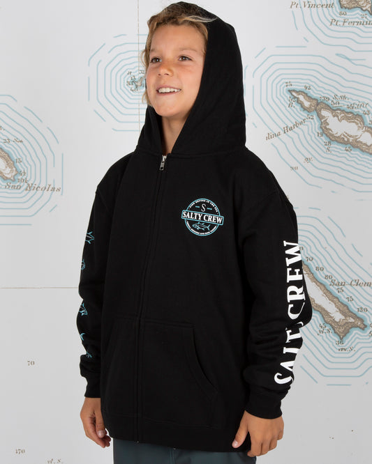 Deep Sea Boys Zip Fleece - BLACK - Salty Crew Australia