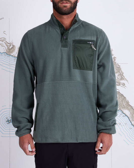 EDGEWATER PULLOVER FLEECE - FATIGUE GREEN