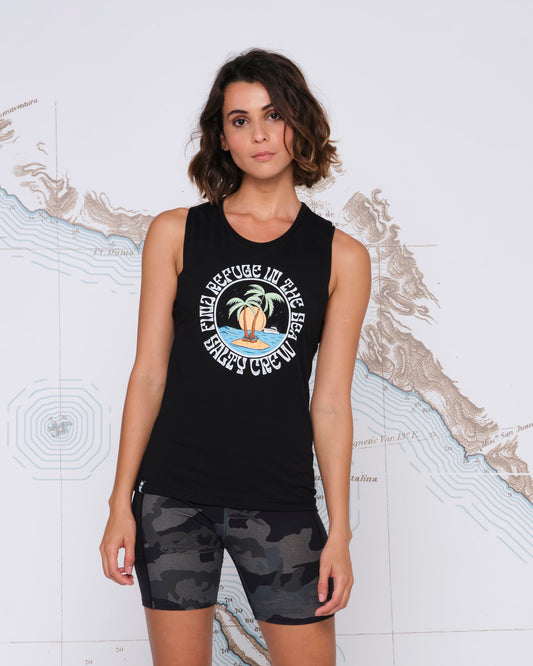 DOS PALMS MUSCLE TANK - Black - Salty Crew Australia