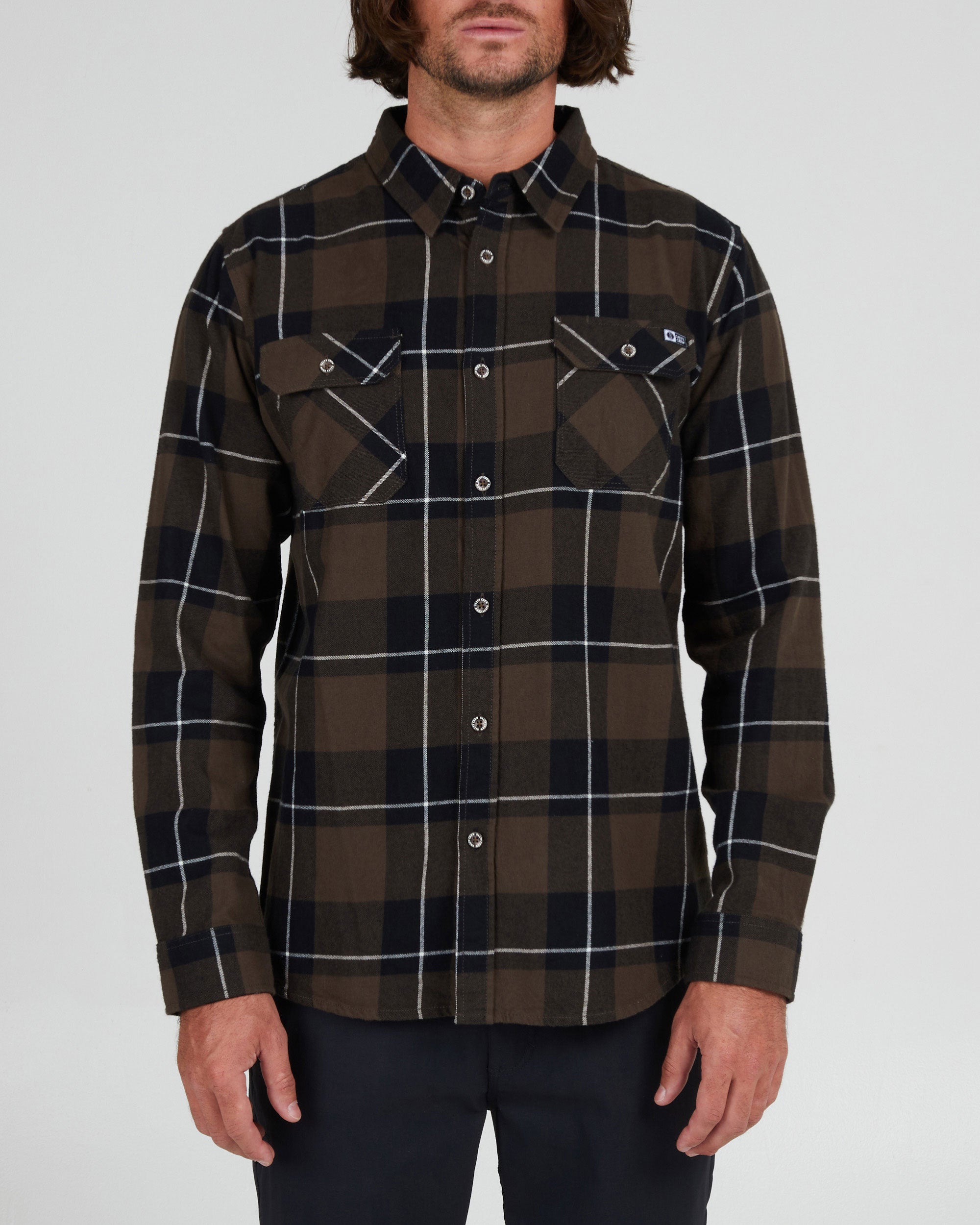 FIRST LIGHT FLANNEL - Black / Brown | Salty Crew Australia