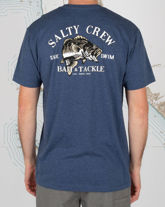 BASS MAN STANDARD S/S TEE - Navy Heather - Salty Crew Australia
