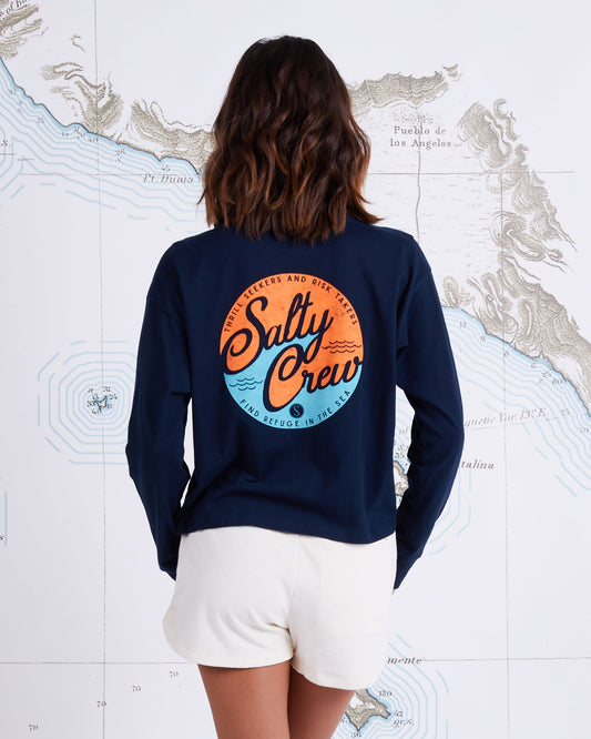 CLUB SALTY LS CROP - Navy - Salty Crew Australia