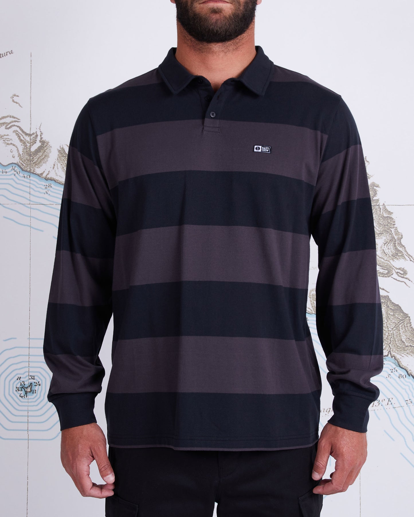 DIVER DOWN L/S POLO - Charcoal