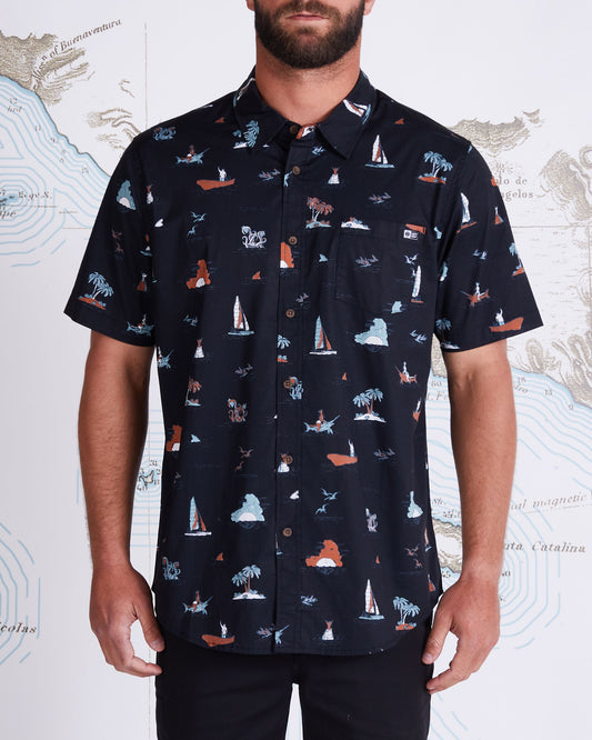 LAY DAY SS WOVEN - Black Teal