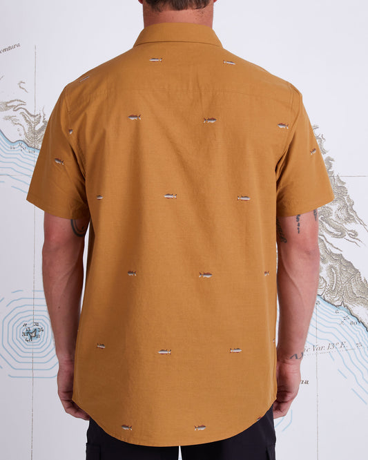 TIGHT LINES S/S WOVEN - Tobacco - Salty Crew Australia