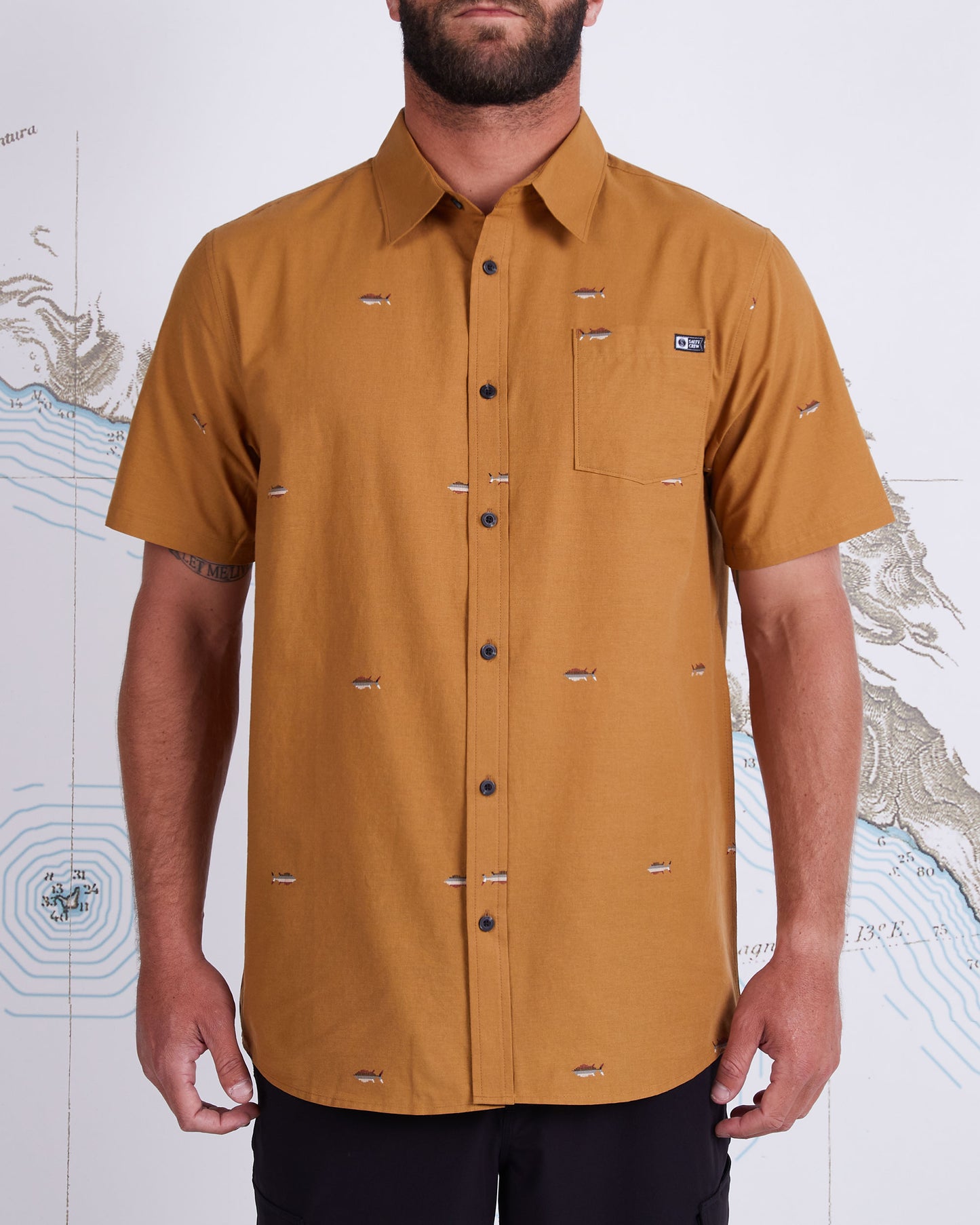 TIGHT LINES S/S WOVEN - Tobacco - Salty Crew Australia